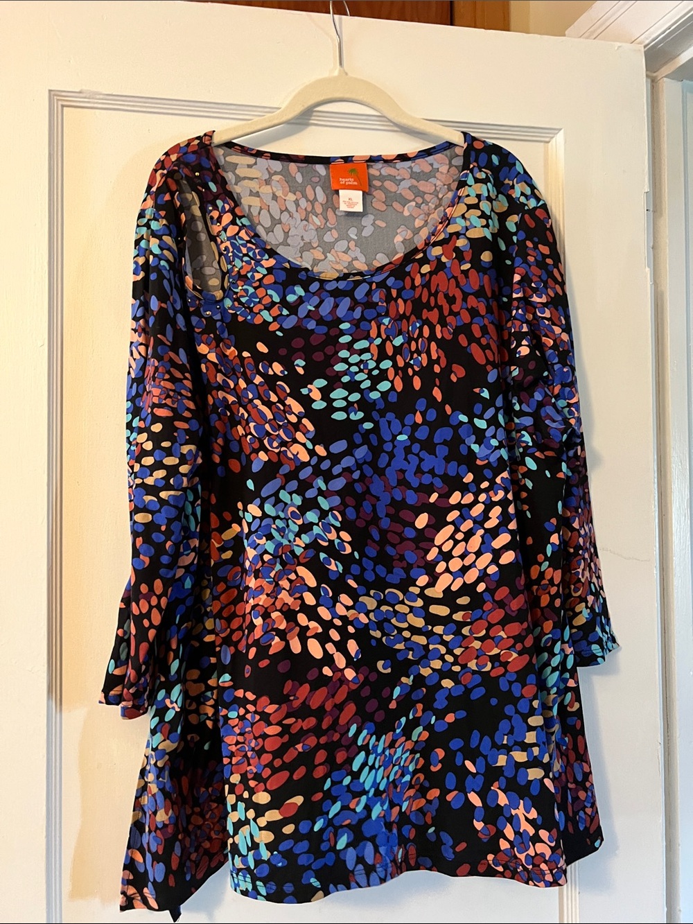 hearts of palm Multicolor Dot-Print Tunic - Black Base with Blue, Teal & Coral
